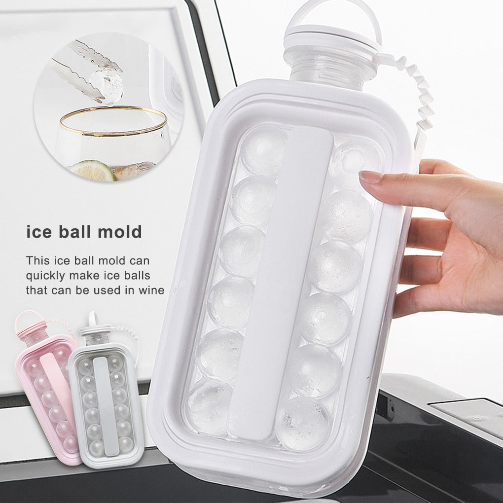 2in1 Portable Silicone Ice Ball Mold Ice Maker, Water Bottle Ice