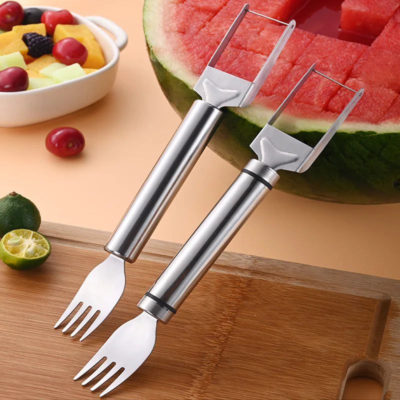 3-in-1 Watermelon Slicer, 2025 Stainless Steel Watermelon Ice Lolly Cutter, Watermelon Fork Cutter, Melon Cutter, Watermelon Knife, Fruit Cutter