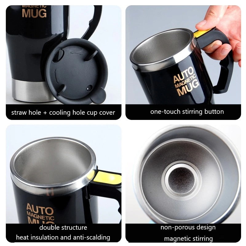Coffee Mug Cup Self Stirring Insulated Automatic Double Mixing