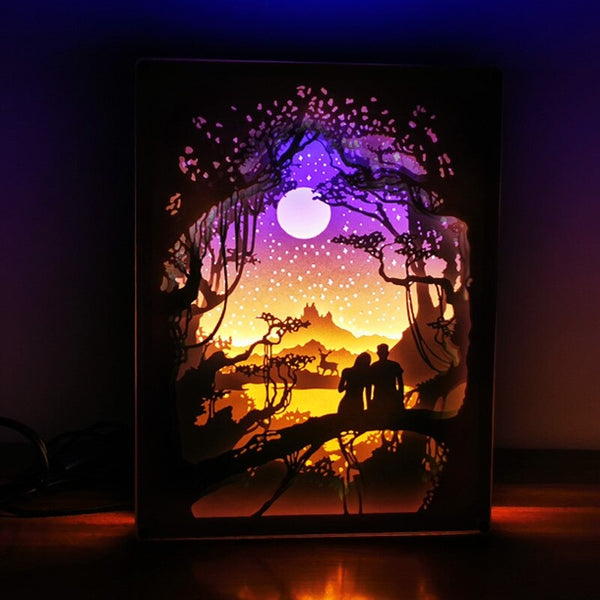 Cute Anime Night Light - Acrylic Frame - Paper-Cut Art from Apollo