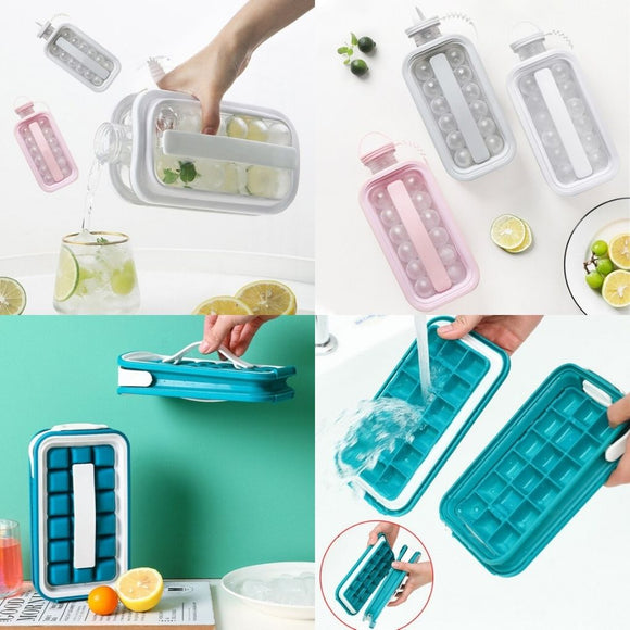 2 In 1 Ice Cube Maker Silicone Portable Ice Mould Ice Cube Tray Wat