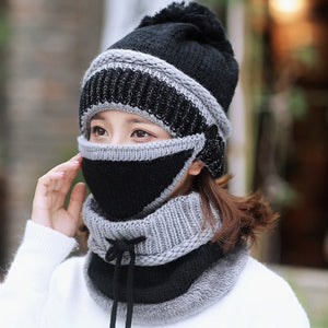 3 in 1 Winter Women's Hat Scarf Mask Set