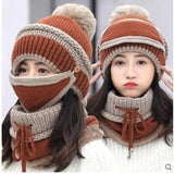 3 in 1 Winter Women's Hat Scarf Mask Set