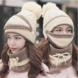 3 in 1 Winter Women's Hat Scarf Mask Set