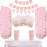 74pcs Pink Polka Dot House Party Set