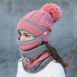 3 in 1 Winter Women's Hat Scarf Mask Set