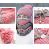 3 in 1 Winter Women's Hat Scarf Mask Set