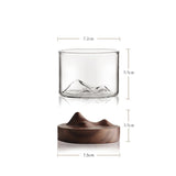 Transparent Mountain Whiskey Glass with Wooden Base