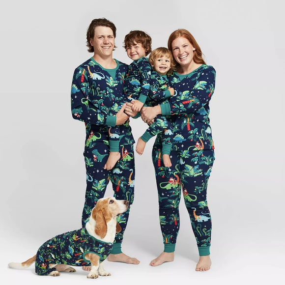 Green Dinosaur Family Christmas Pajama Sets