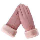 Women Suede Leather Mittens