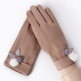 Women Suede Leather Mittens