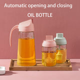 Leak-proof Automatic Cover Opening Oil / Sauce / Syrup / Vinegar Glass Dispenser Bottle