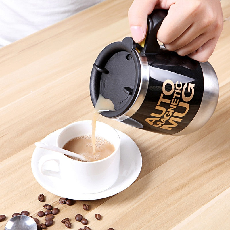 Self Stirring Mug Coffee Cup Magnetic Auto Mixing Stainless Steel