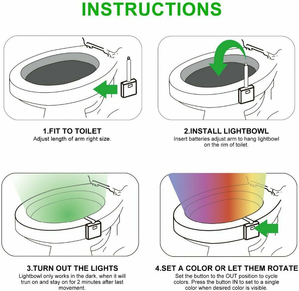 PIR Motion Sensor Toilet Seat Night Light 16Colors Waterproof