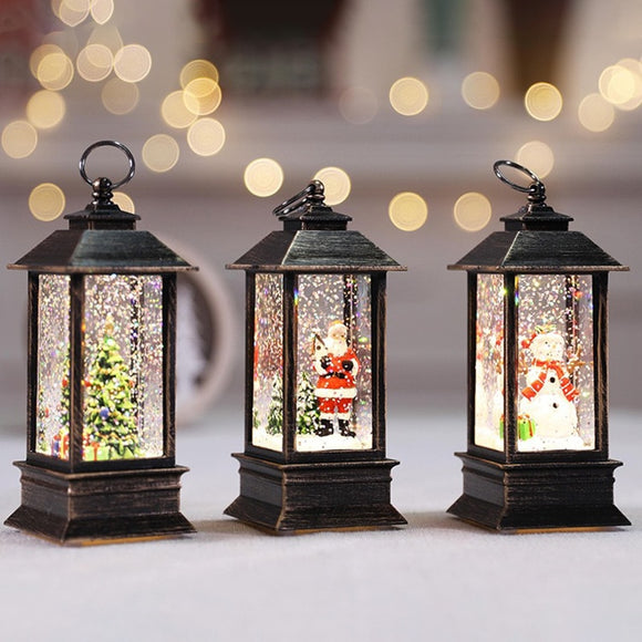 Christmas Crystal Lantern Rotate Glitter Xmas